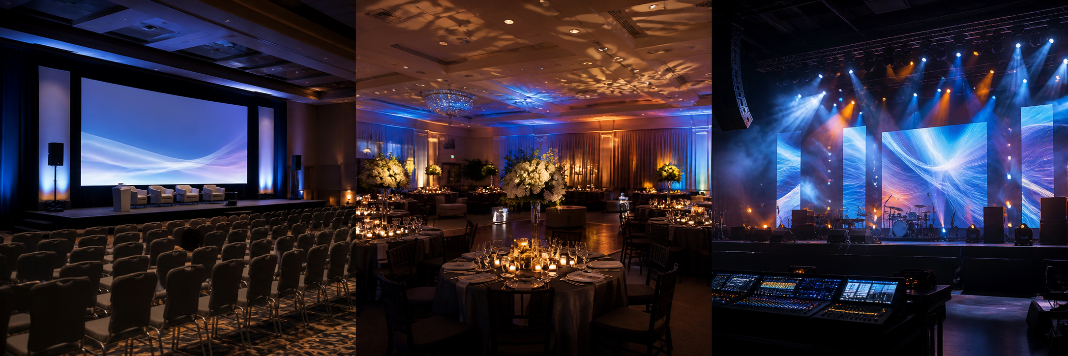 Corporate conference stage with projection and professional audio